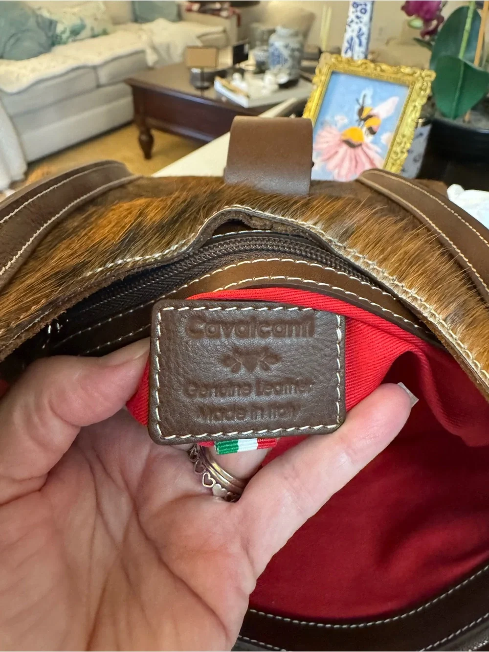 🤎🤍 NWT CAVALCANTI COW HIDE LEATHER BUCKLE HOBO SHOULDER BAG!